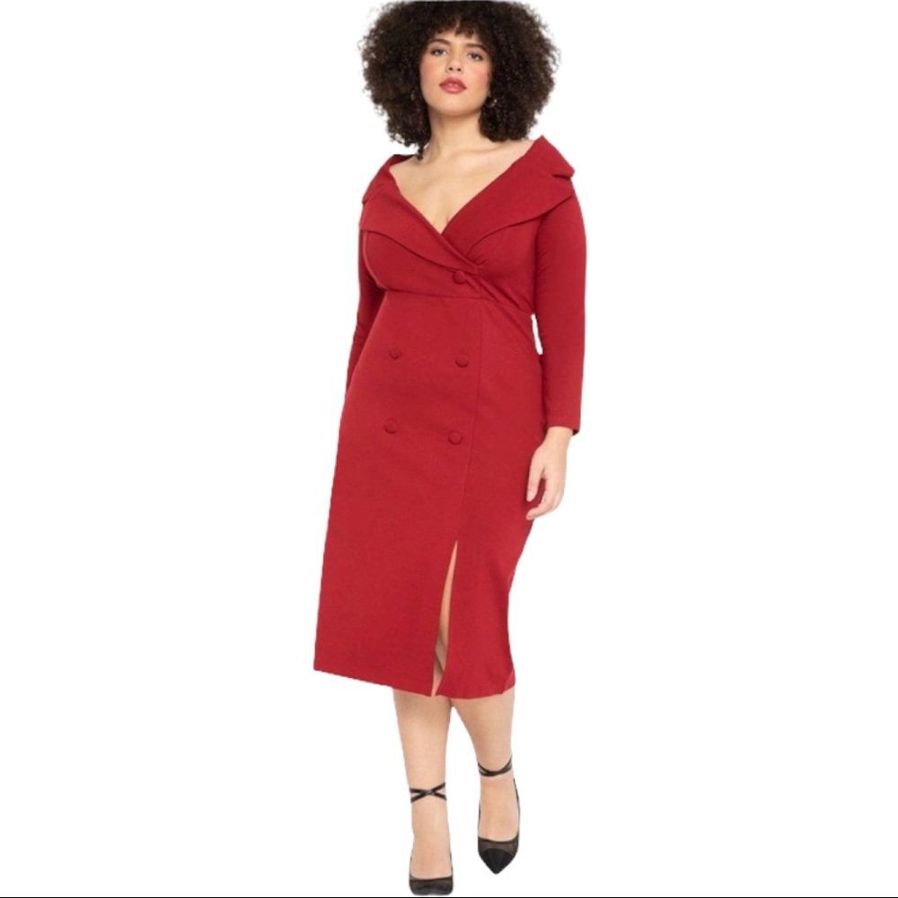 Eloquii double breasted tuxedo dress